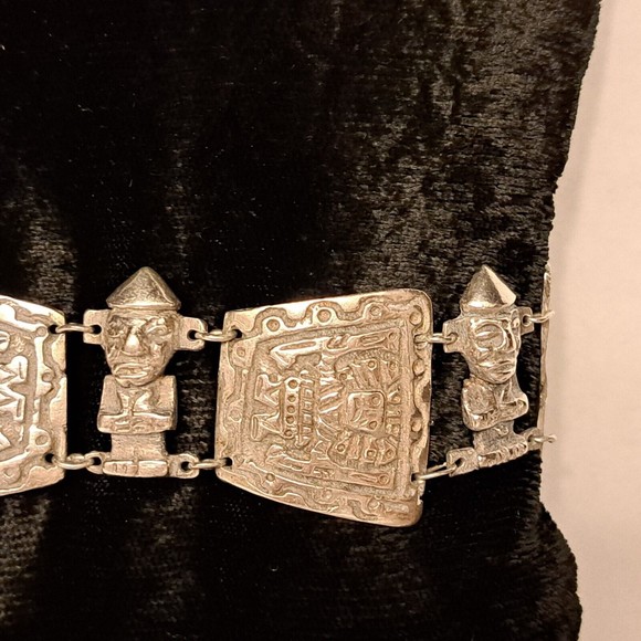 Antique Industria Peruana Aztec Maya Bracelet 900 Silver - Picture 2 of 13
